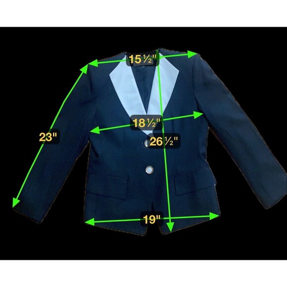 Vtg Albert Nipon Skirt Suit Womens S 6 Black White 90s Designer Blazer Timeless - Picture 15 of 16